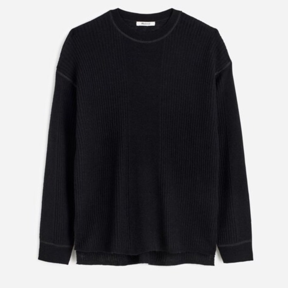 Madewell Ribbed Alpaca Blend Crew Neck Sweater Black Women Medium NWT